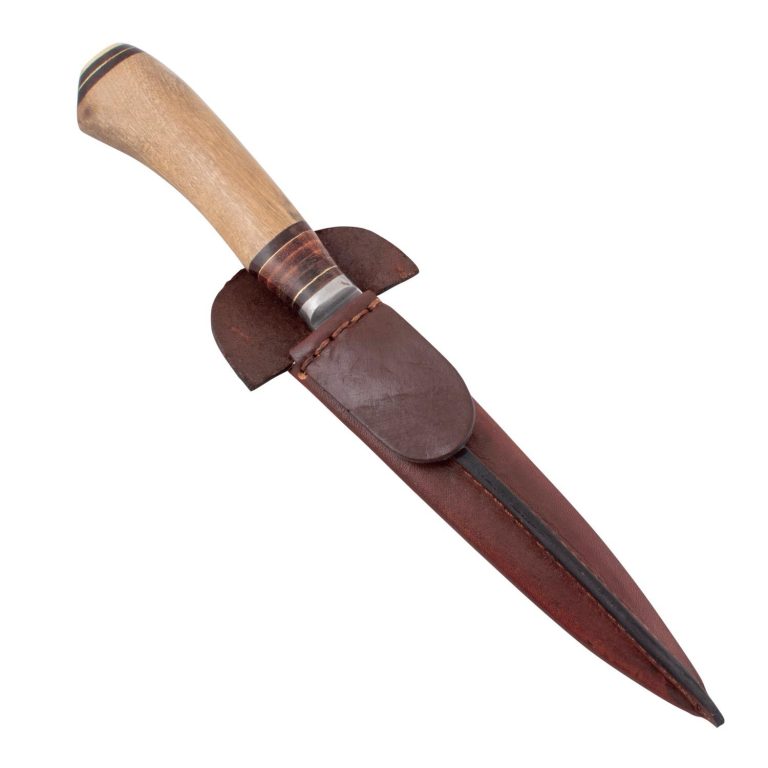 Cuchillo Madera y Suela 14Cm Acero Inox Vaina Vaqueta Cocida