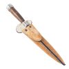 Cuchillo De Madera y Alpaca 20Cm Acero Inox Vaina Cuero Crudo