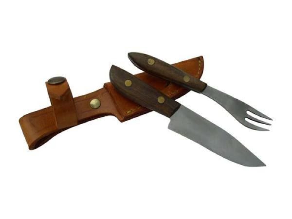 Juego Trinchar Doble Madera 7Cm Acero Inox Vaina Vaqueta - Imagen 2