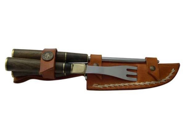 Juego Trinchar Triple Madera Combinado 11Cm Acero Inox Vaina Vaqueta - Imagen 3