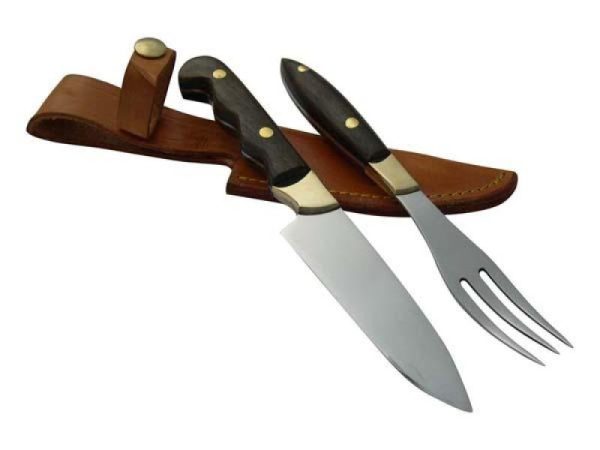 Juego Trinchar Doble Madera 9Cm Acero Inox Vaina Vaqueta - Imagen 2