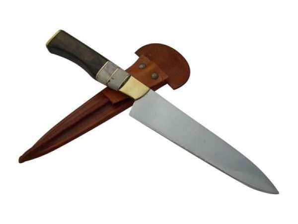 Cuchillo Entrerriano Madera 17Cm Acero Inox Vaina Vaqueta - Imagen 2