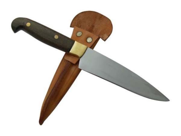 Cuchillo Entrerriano Madera 13Cm Acero Inox Vaina Vaqueta - Imagen 2