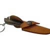 Cuchillo Llavero Madera 5 Cm Acero Inox Vaina Vaqueta - Imagen 2
