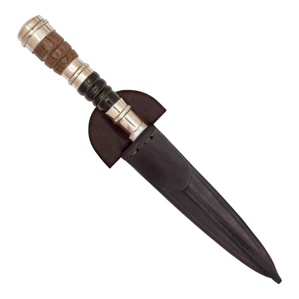 Cuchillo Madera y Ciervo Galloneada 14Cm Acero Inox Vaina Vaqueta Cocida