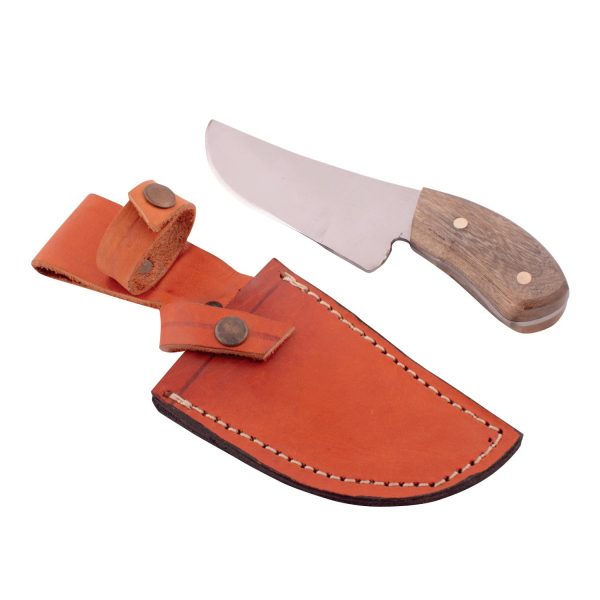 Cuchillo Capador Madera 11Cm Acero Inox Vaina Vaqueta