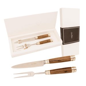 Juego De Cubierto Individual En Madera Y Alpaca 2 Virolas, Linea Fina, En Cajas Laminado Estilo CAMINO REAL