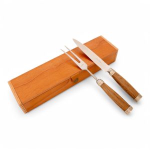 Juego De Cubiertos Individual Linea Fina Madera Con Alpaca Labrada Individual En Caja De Madera Cedro Lustrado, Estilo SOL DE MAYO